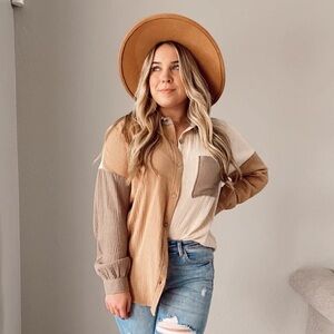 Peach Love California Beige Textured Top